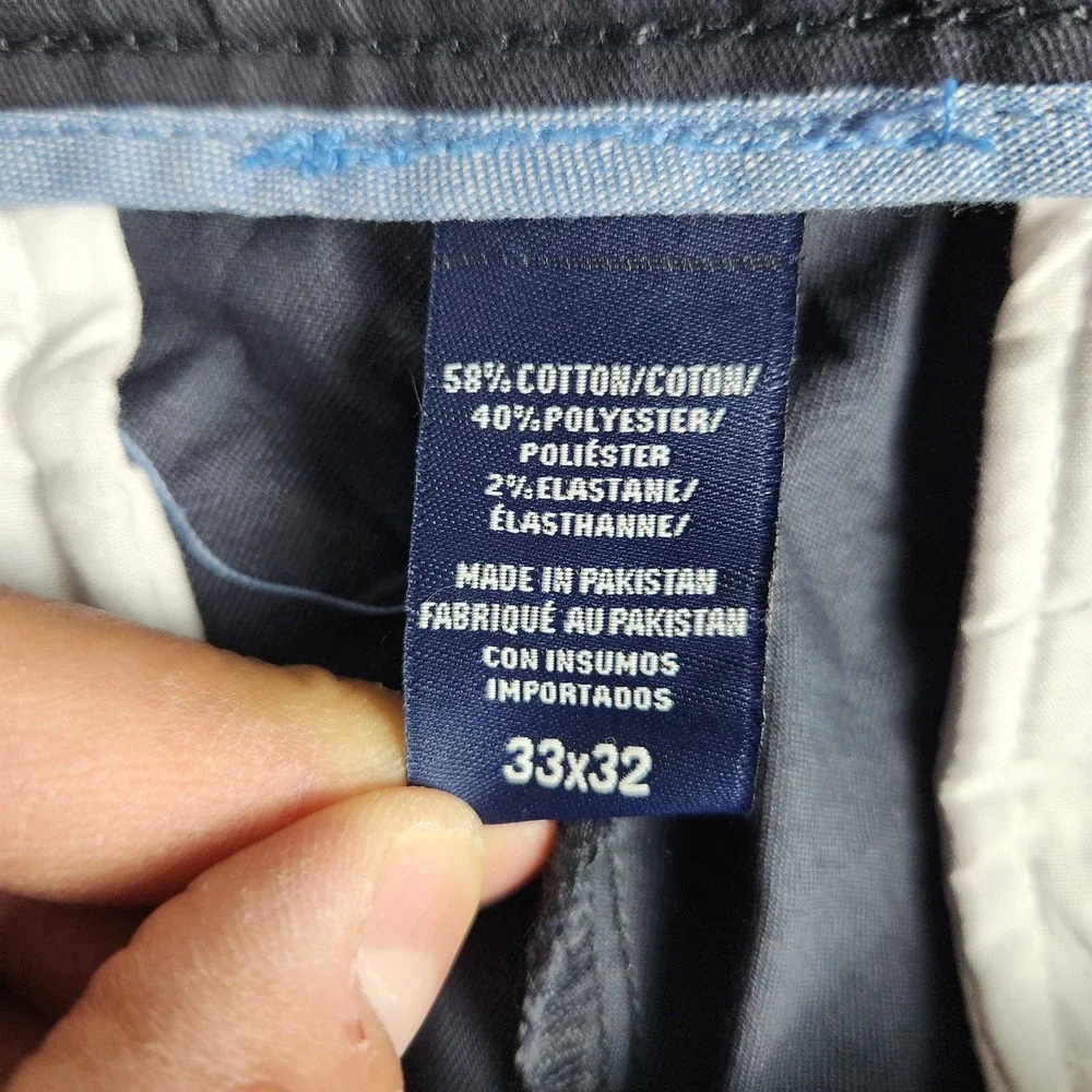 IZOD Pants Mens 33x32 Navy Performance Stretch Straight Fit Chino 46IZAGC05R-411